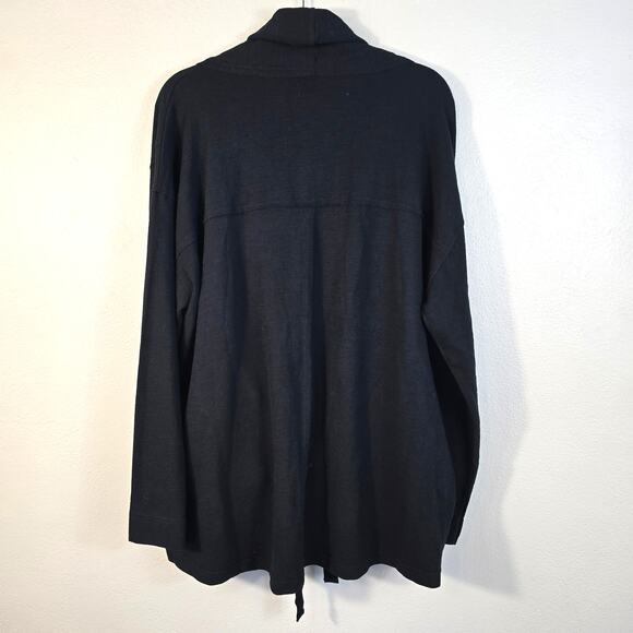 Free People Beach Cover Up Women's M Black Tie Front Gather Beachy Coastal Boho - Picture 2 of 11